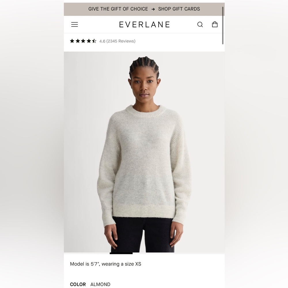 Everlane Women's Cocoon Crew in Alpaca size Small